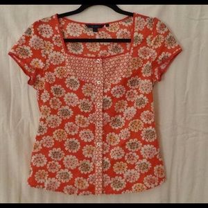 Boden Top Size 10 100% Cotton Blouse Smocked